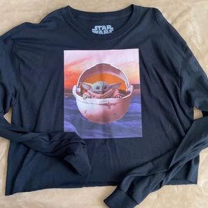 Crop Long Sleeve Baby Yoda